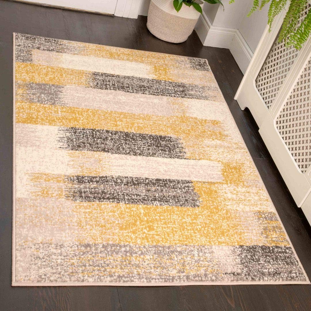 Milan Modern Rich Striking Abstract Design Ochre Yellow Mustard Gold