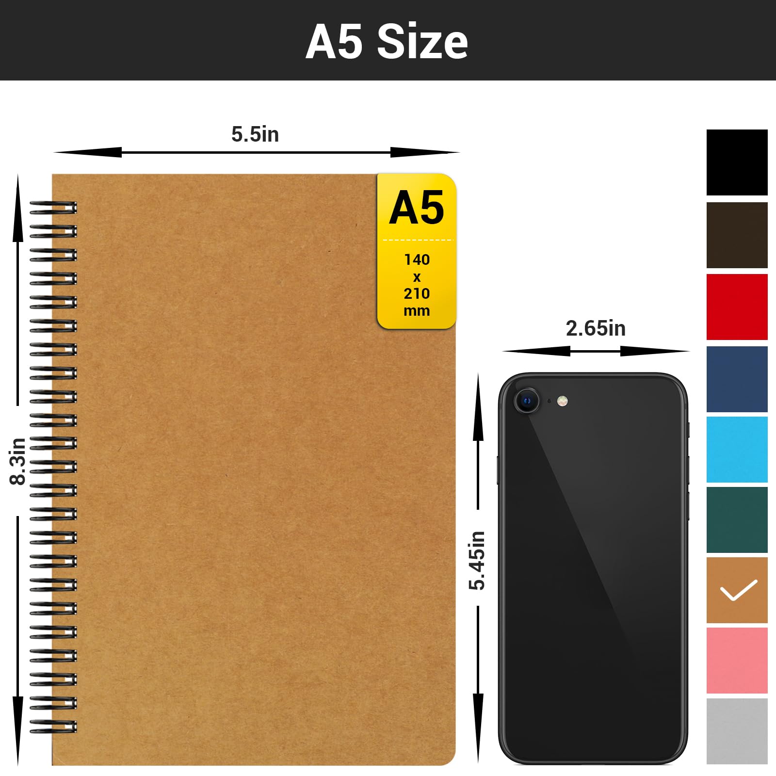 EUSOAR Quaderno a righe con copertina rigida, formato A5, 24 confezioni da 14 x 21,1 cm, 120 pagine a righe, per viaggi, appunti, schizzi, studenti, università, ufficio, lavoro, diario, diario a righe