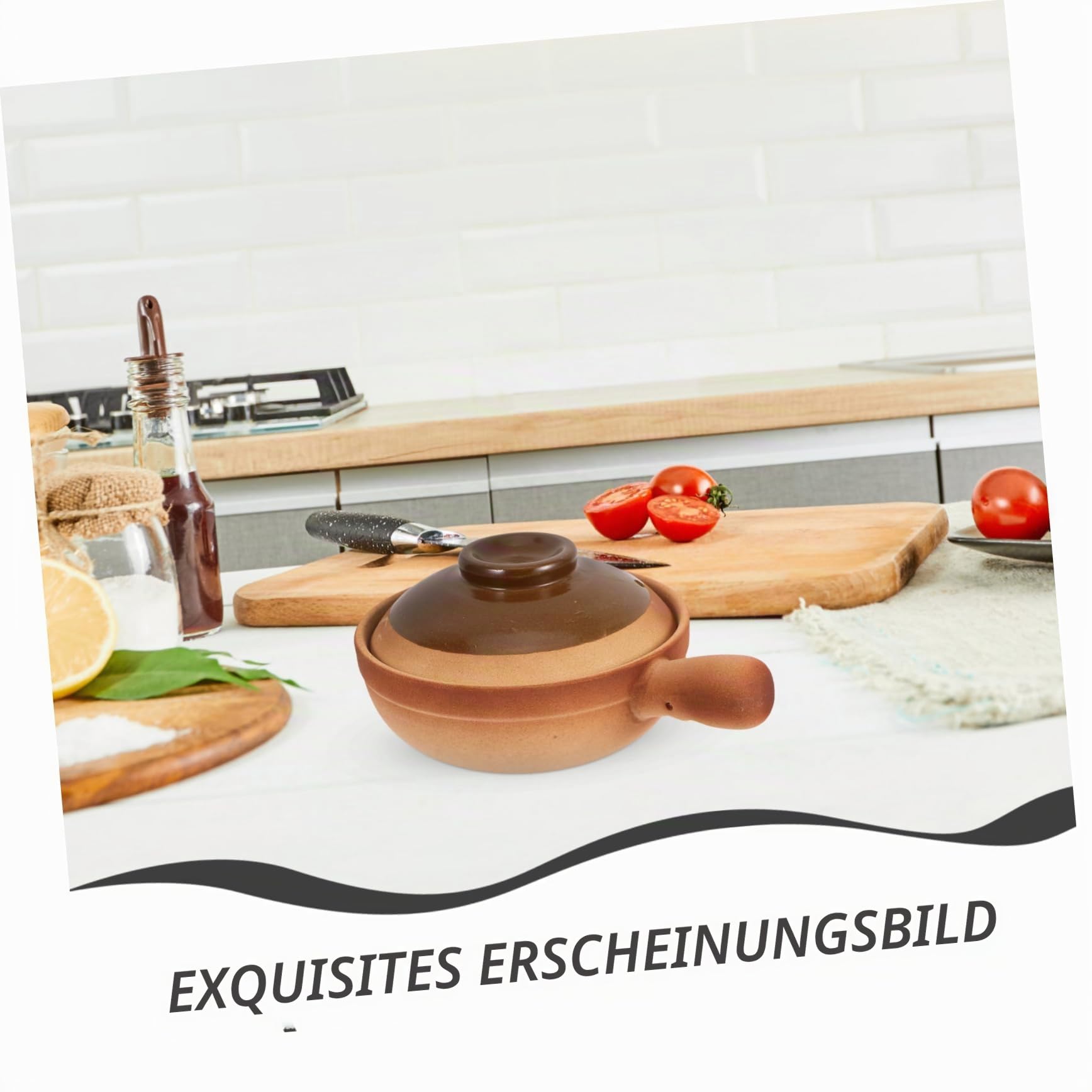 Traditioneller Chinesischer Tontopf mit Deckel und Griff 850ml Keramik