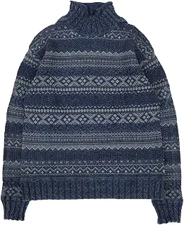 [RRL] (ダブルアールエル) インディゴ モックネック セーター ニット 本藍染め メンズ Indigo Fair Isle Mock Neck Sweater 並行輸入品 [並行輸入品]