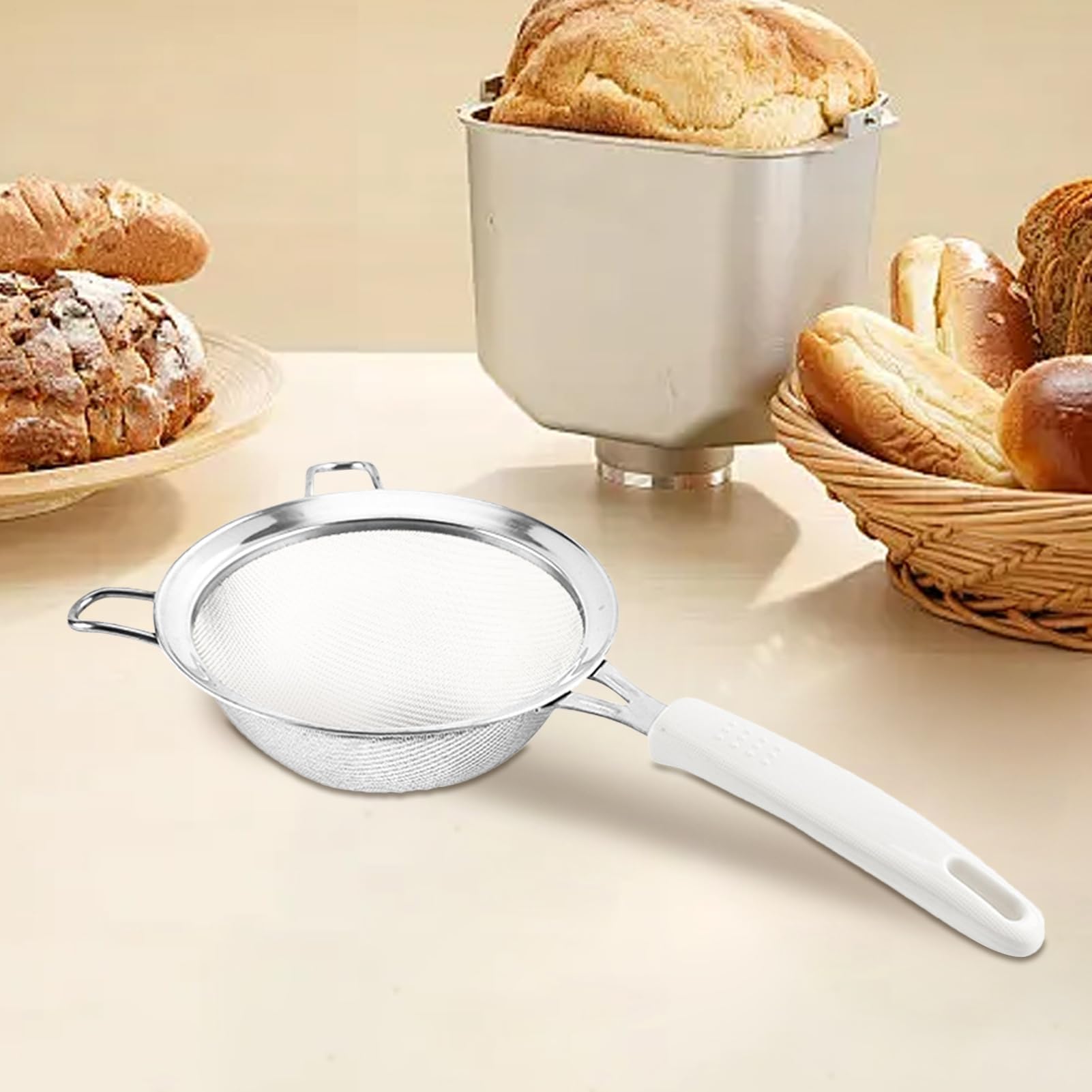 MRKU Feinmaschiges Sieb, doppelwandiges 30-Mesh-Edelstahlsieb, Backutensilien und Zubehör für die Küche