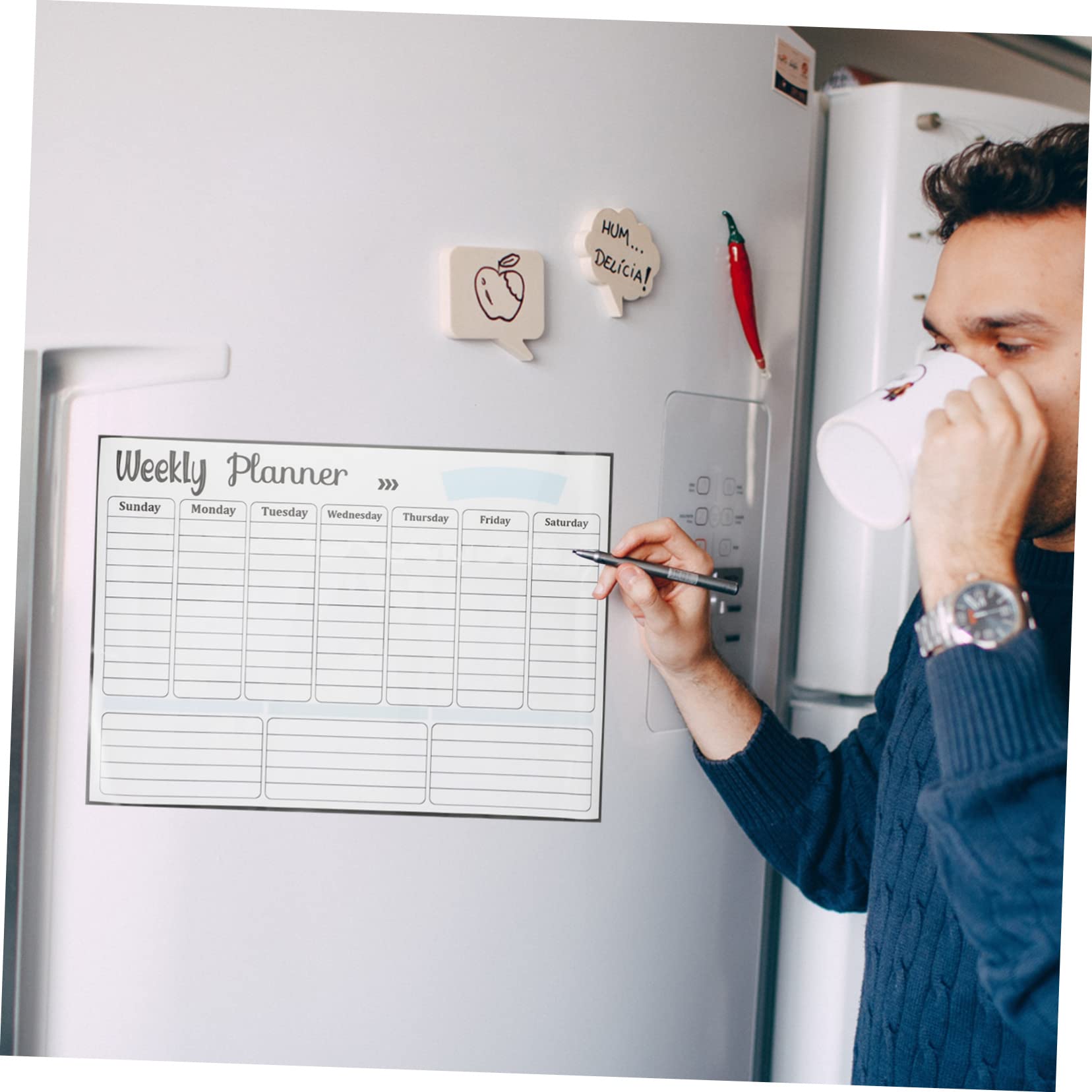 Tofficu 2pezzi Lavagna Magnetica Cancellabile Per Frigorifero Calendario Settimanale e Lista Della Spesa Design Pratico e Portatile Adatta Per Casa Ufficio e Scuola Facile Da Attaccare e