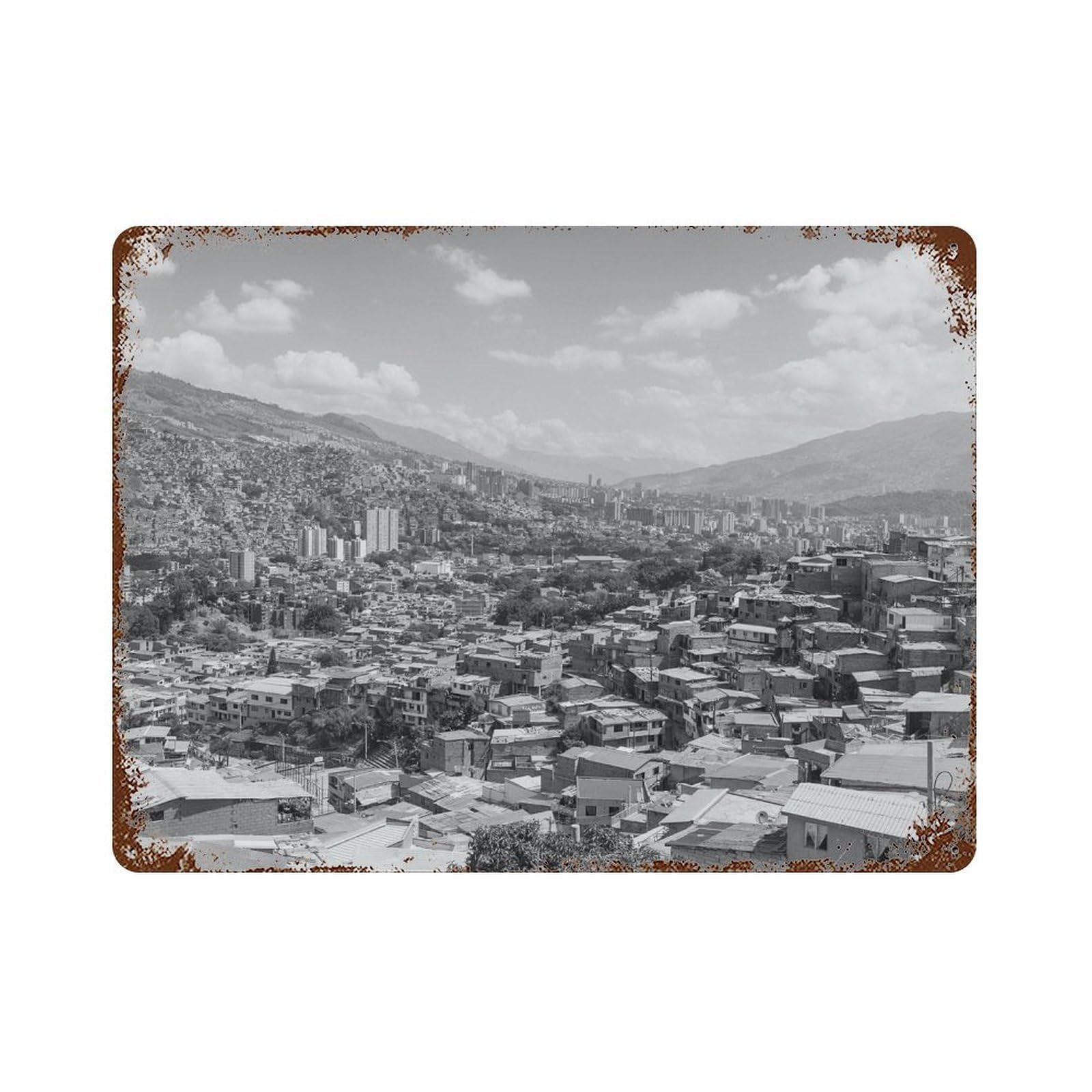 xiaoxiaoshen Black And White Medellìn Photo Decor Colombia Wall Decor Art Metal Tin Poster Modern Home Decor Art Home Bar Shop Decorations Vintage Sign 30x40cm