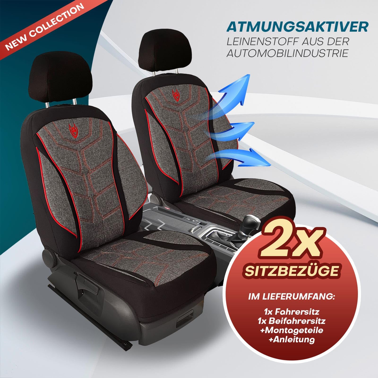 Fundas de asiento aptas para BMW 3 | Color: negro y rojo | Modelo: Prime MT | Fundas de asiento | Fundas de asiento | MT2