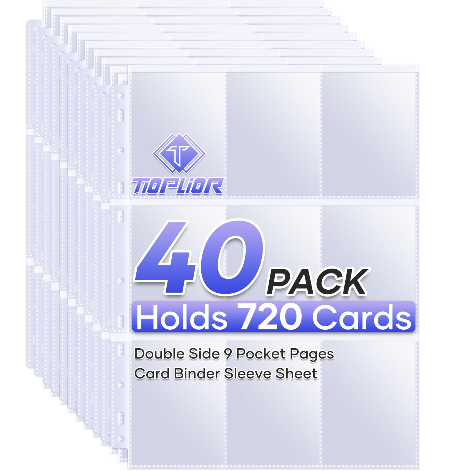 Amazon.com: 40 Pack 9 Pocket Page Protectors,720 Pockets Double Sided Card  Holder Pages for a 3 Ring Binder, Card Protector Sheets Baseball Card  Binder,Fit for MTG, TCG, Baseball Standard Cards : Toys