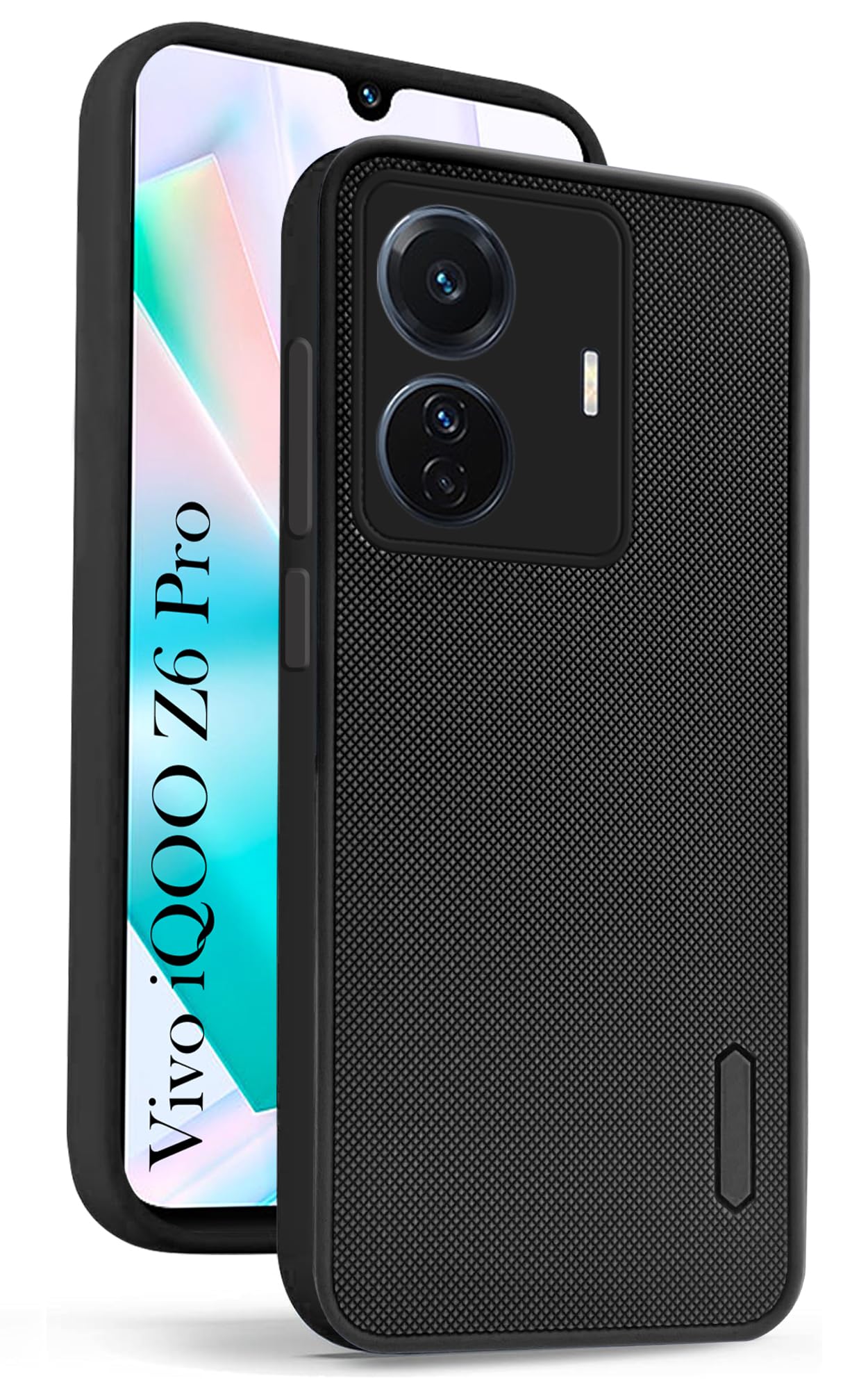Jkobi Silicone Back Cover Case for Vivo Iqoo Z6 Pro (Textured Grip Design | Camera Protection | Slim and Light Weight | Soft Touch and Feel | Black)