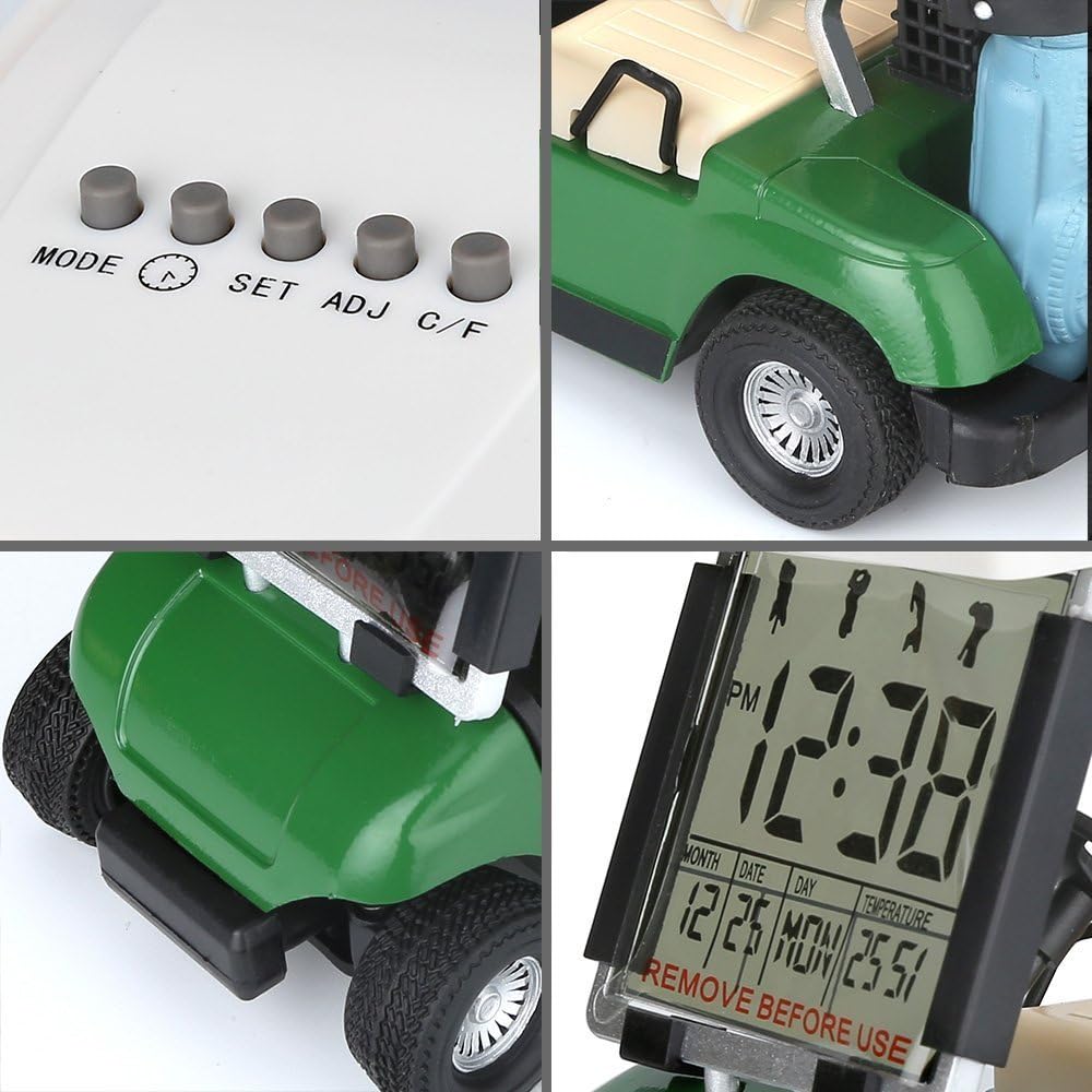 10L0L Newest Version LCD Display Mini Golf Cart Clock for Golf Fans Great Gift for Golfers Race Souvenir Novelty Golf Gifts