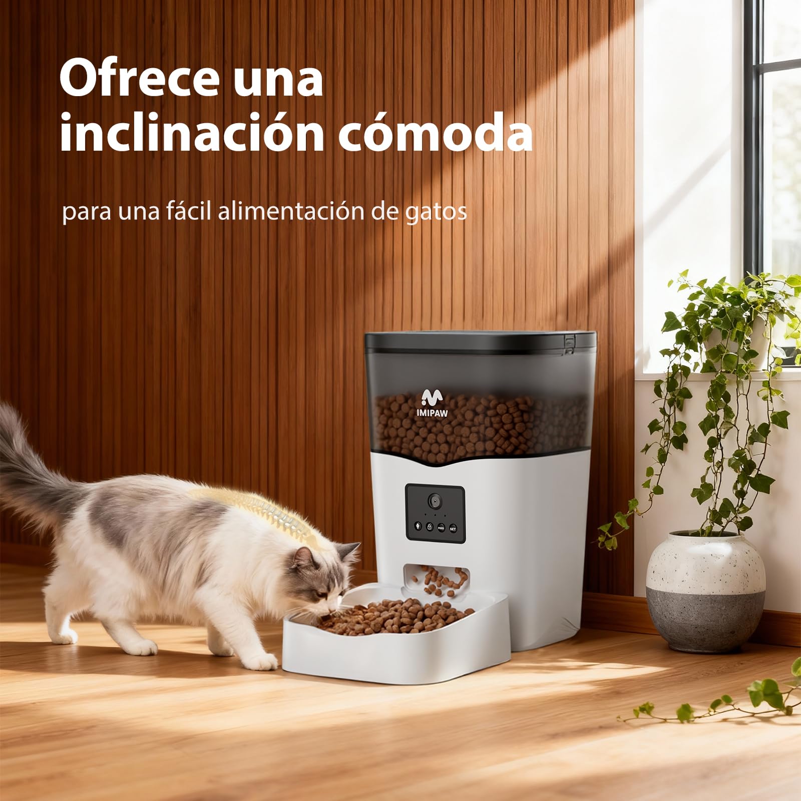 IMIPAW Distributore Automatico Cibo Gatti 5G WiFi con Telecamera, 1080P HD, Tecnologia Anti Intasamento, Dispenser Automatico Cibo per Animali con Controllo APP (Bianco, 3L)