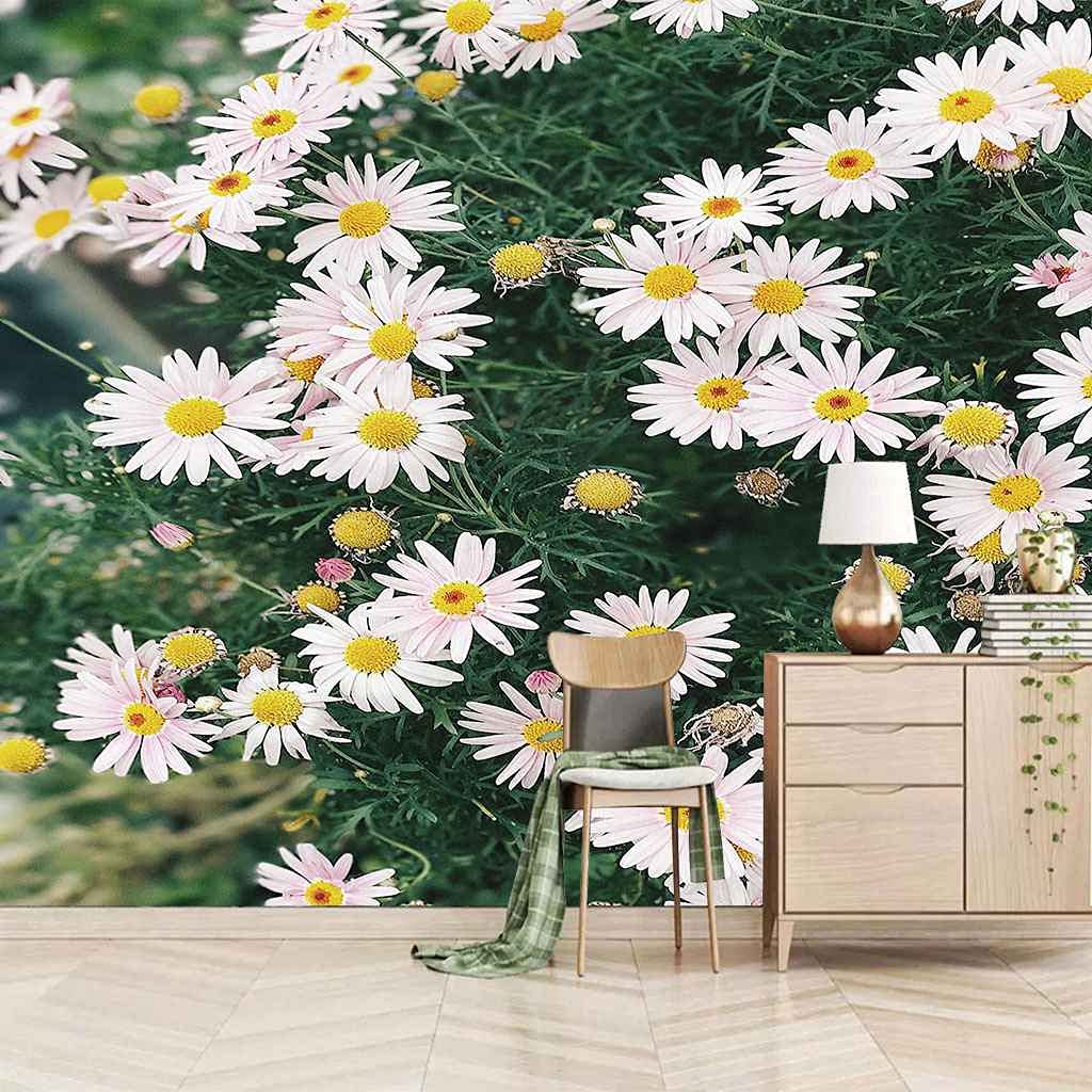 Canevas papier peint 3D fleurs blanches poster mural de salon