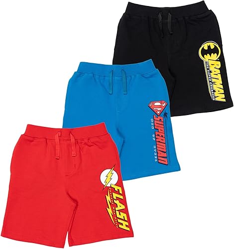 DC Comics Liga de la Justicia Batman Superman The Flash French Terry - Pantalones cortos (3 unidades)