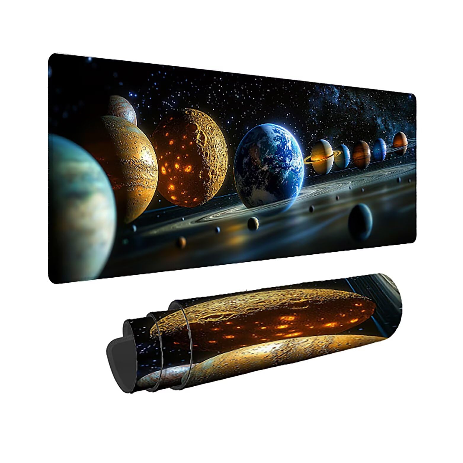 Podkładka pod mysz do gier XXL gwiaździste niebo krajobraz, mata na biurko XXL - 1400 x 600 x 3 mm - pod biurko, podkładka pod mysz dla graczy antypoślizgowa gumowa podkładka zszyte krawędzie, dla