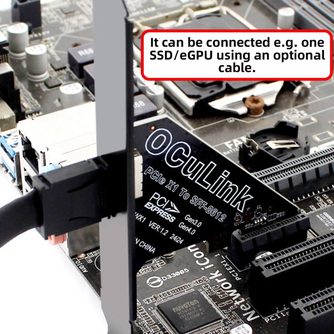 ChenYang Oculink a PCIe 4.0 X4 - Adattatore per scheda di espansione SFF-8611/8612 a PCI Express con supporto per slot da 8 cm