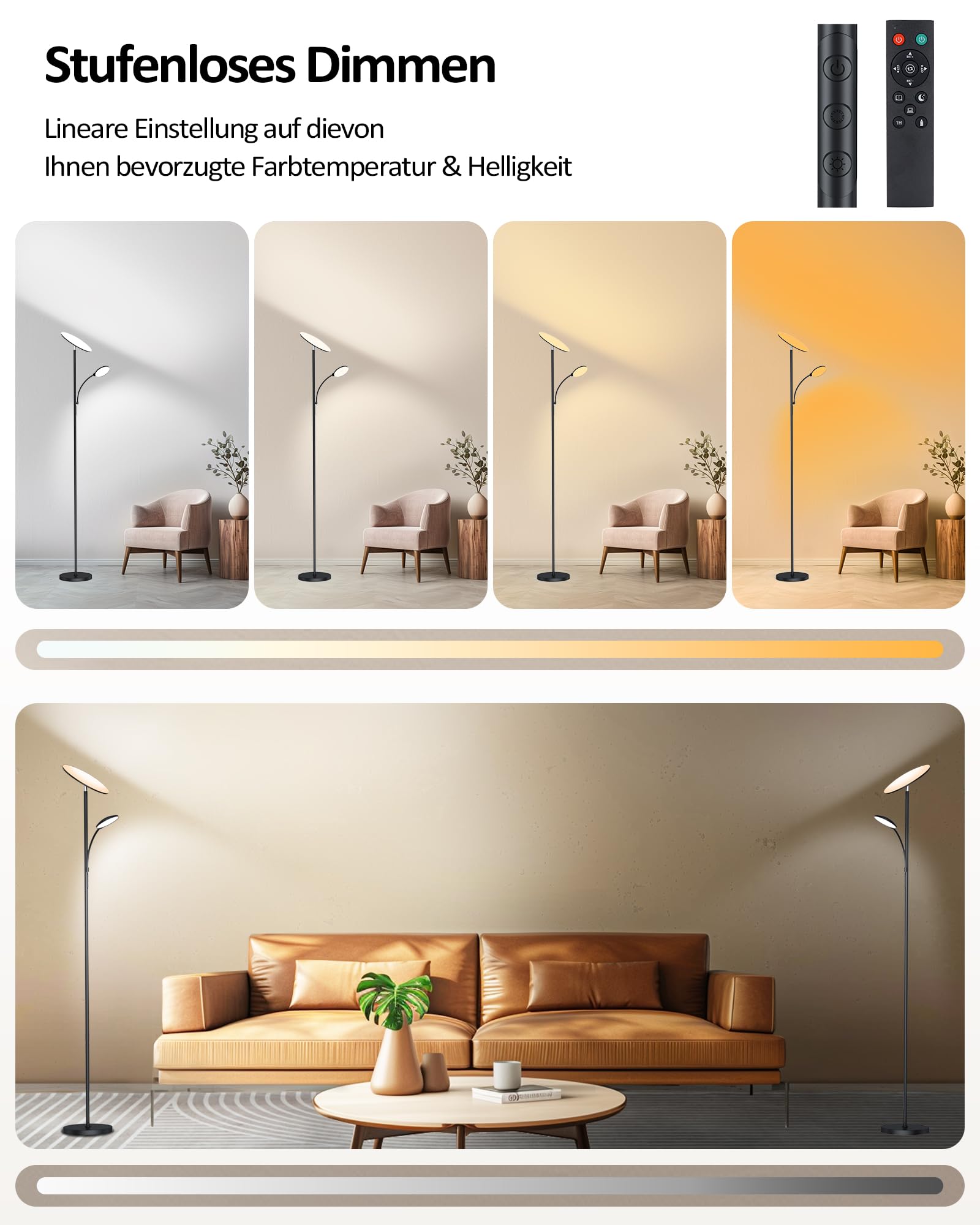GIACOMO 42 W Lampa LED, 4200 lm Superjasność, 2700 K-6500 K, Pilot i Sterowanie Dotykowe