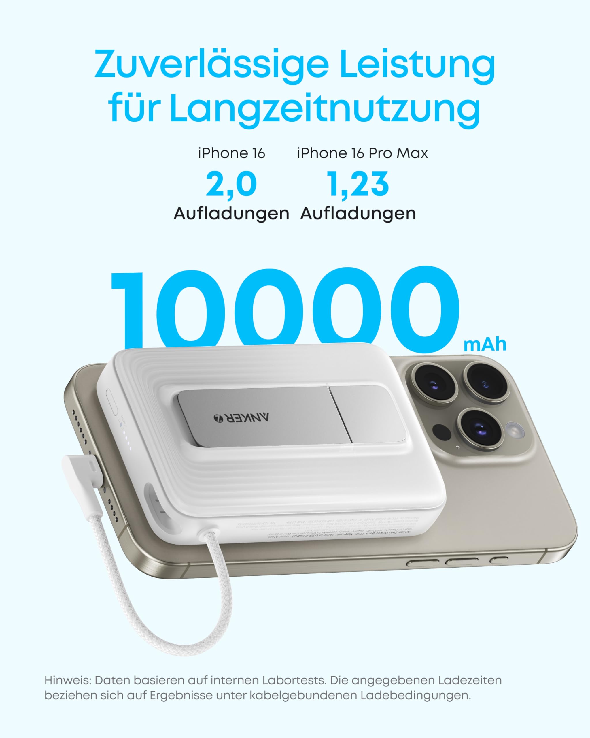 Anker Zolo magnetische Powerbank, 10000mAh 30W Max, integriertes Kabel