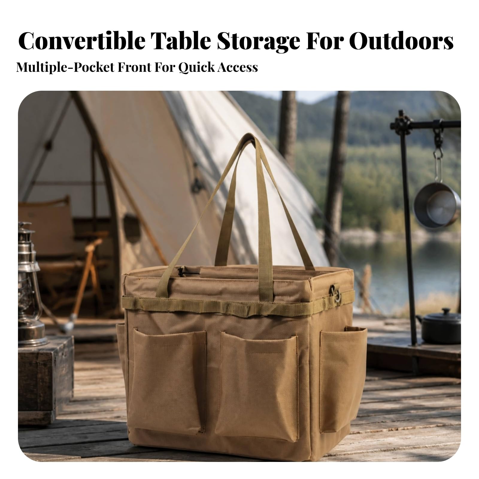 Amagogo Bolsa Unsilios Cocina Portátil | Ligero, Bolsa Herramientas para Barbacoa, Multiusos, Caja Almacenamiento con Divisores, Picnic, Campistas, Verde,