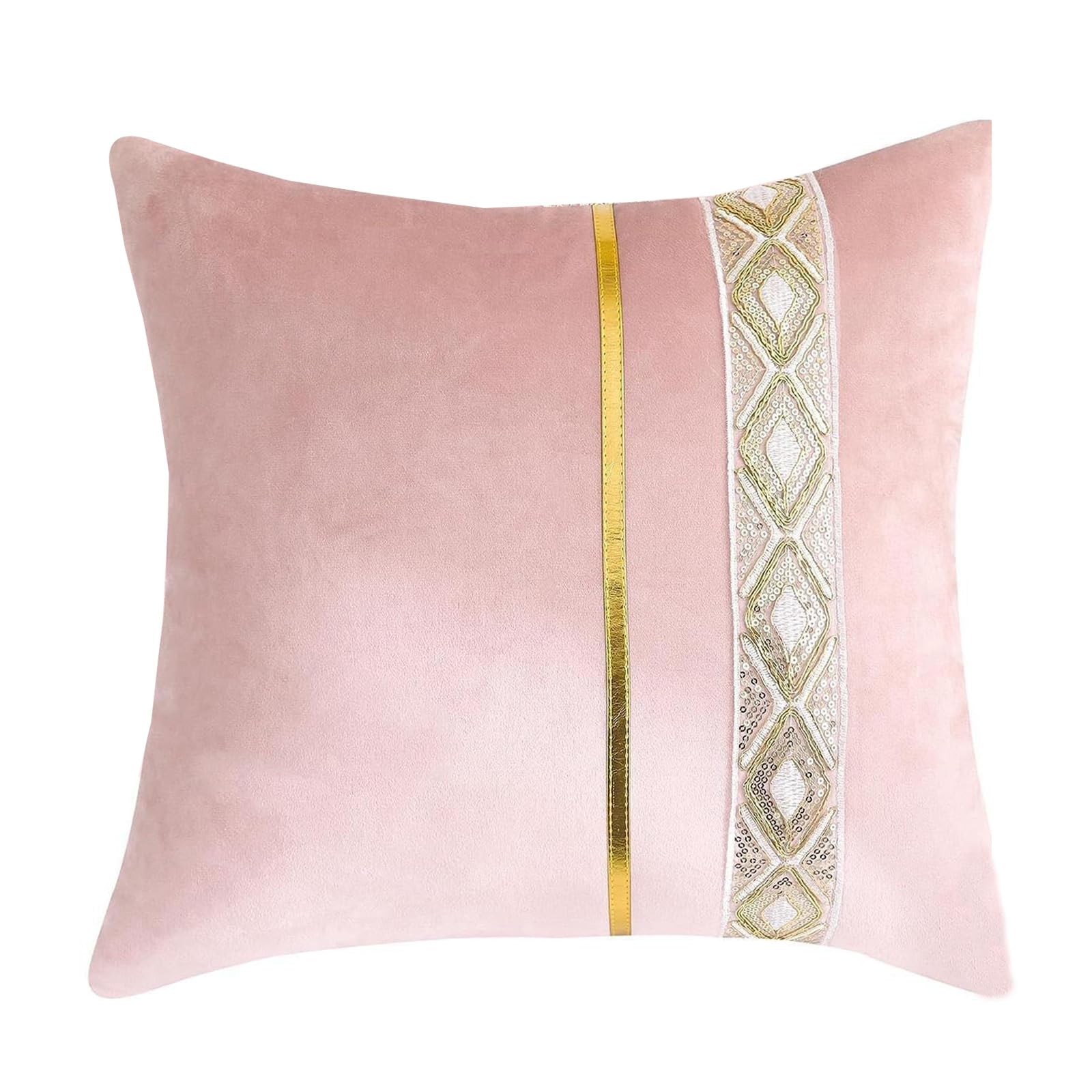 Velvets Throw Pillow Cover Elegant Stone Decoration Zippers and Sturdy Fabric for Living Room Velvets Pillowcase Set