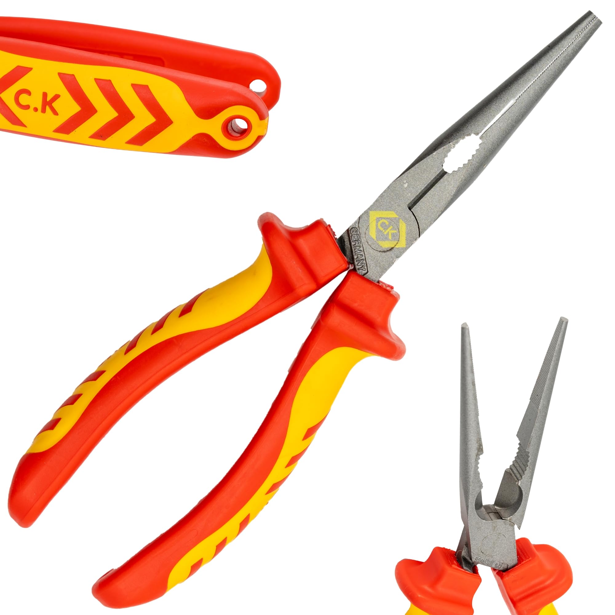 C.k Red Line 2025 Edition Vde Snipe Nose Plier & Cutter 200Mm, 1000V Insulated Electrical Snipe Nose Pliers & Wire Cable Cutters, Electricians Engineer Croppers Snips Electrician, Ck Tools T39076a 200