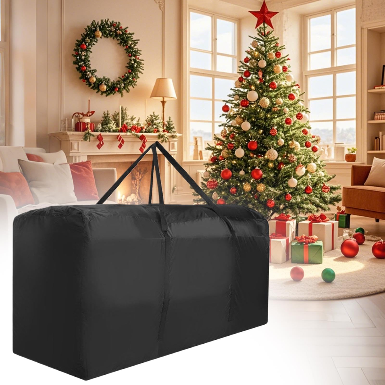 Christmas Tree Storage Bag, Christmas Tree Holder, Waterproof 210D Oxford Heavy Duty Christmas Tree Container, Large Foldable Christmas Tree Organizer With Reinforced Handles And Zipper