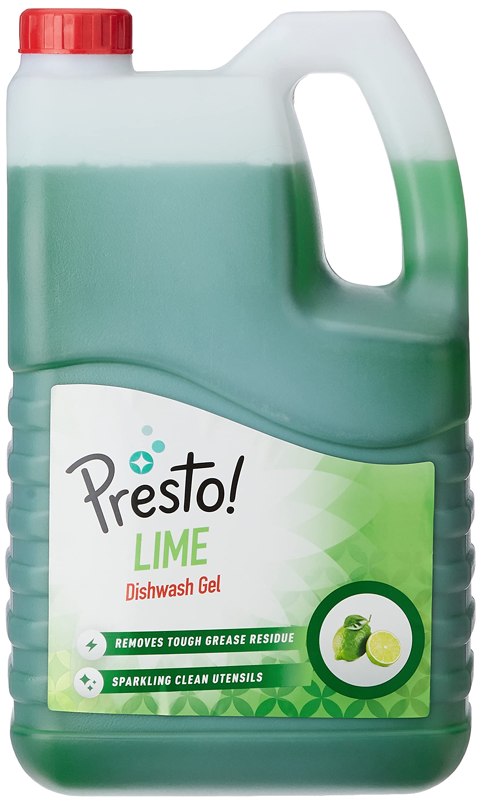 Amazon Brand - Presto! Dishwash Gel | Lime | 5 Litre Refill Can | Dishwash Liquid | Cuts Through Grease | Safe On Hands