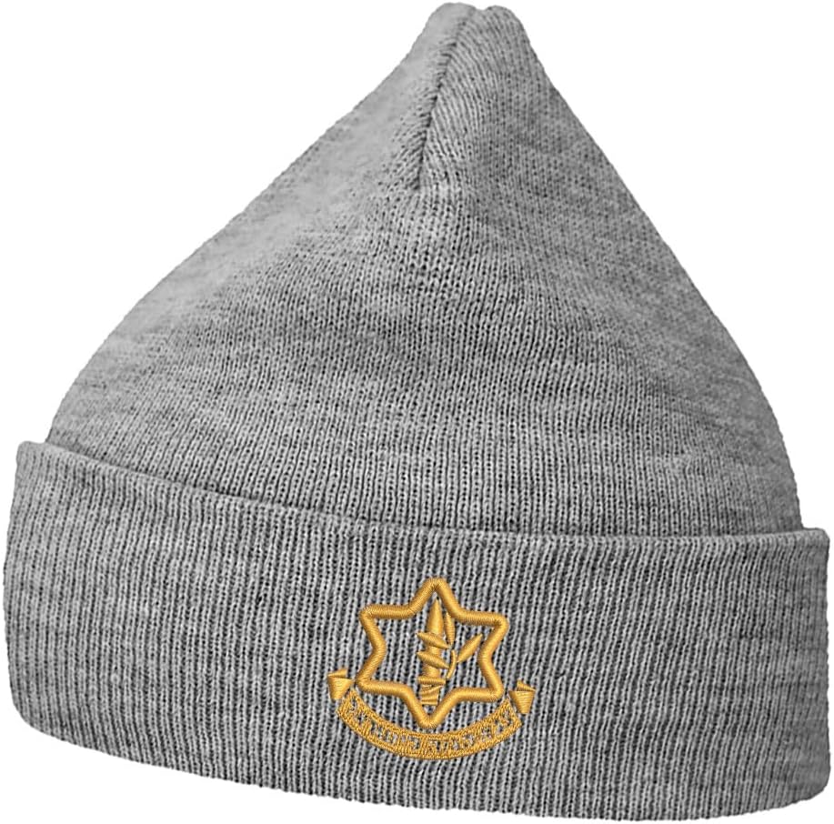 Beanie Men Women - IDF Israel Defense Forces Embroidered Unisex Winter Cuffed Skull Knit Hat Cap