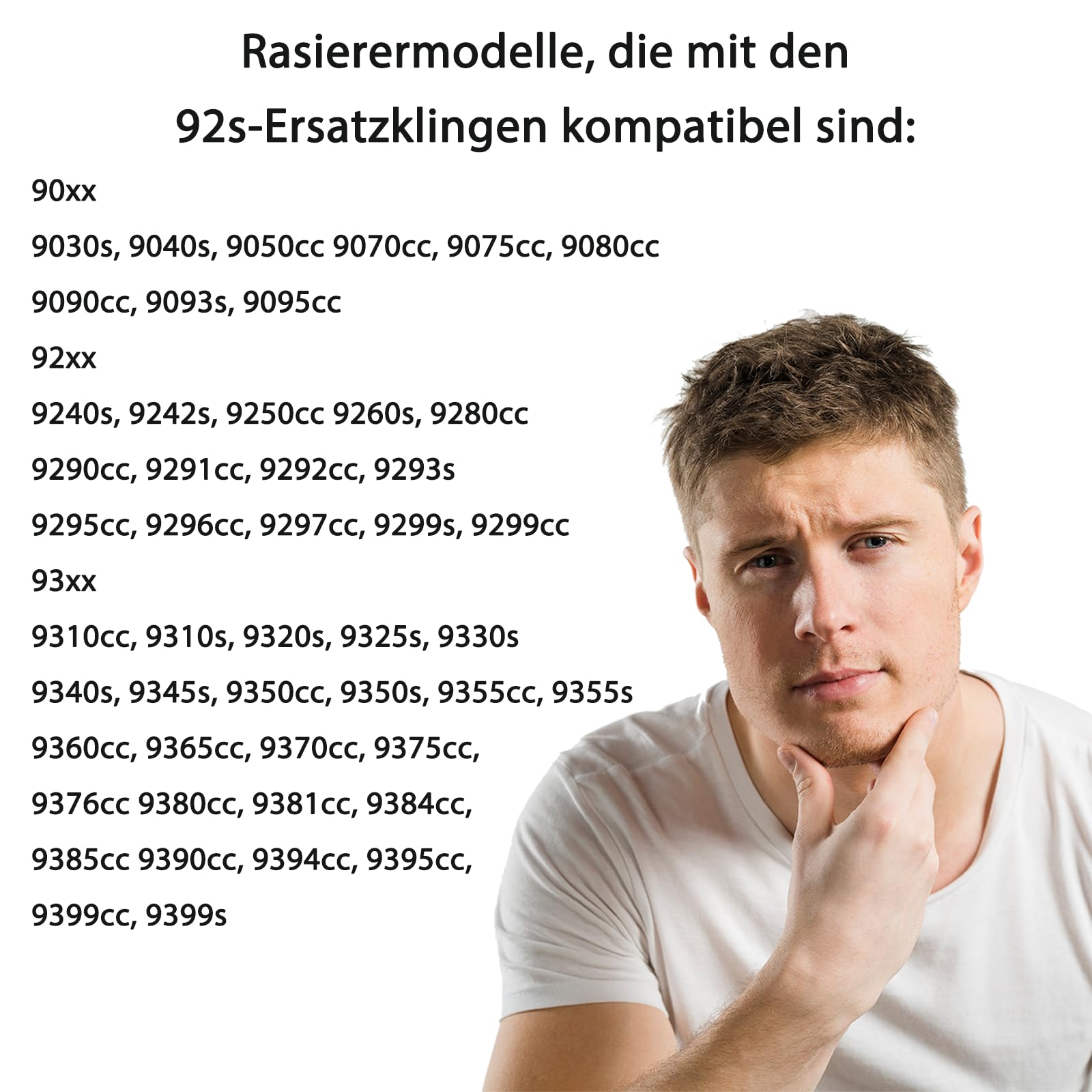 92S Scherkopf für Braun Series 9, Scherblatt Kompatibel mit Braun Elektrorasierer Herren S9, Ersatzscherkopf für 9370cc, 9390cc, 9385cc, 9376cc, 9330s