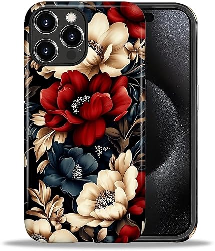 Miniatura 37 de Funda para iPhone 11, carcasa dura a prueba de golpes + silicona suave 2 en 1 híbrida, parachoques a prueba de caídas - Vidrio manchado con flores