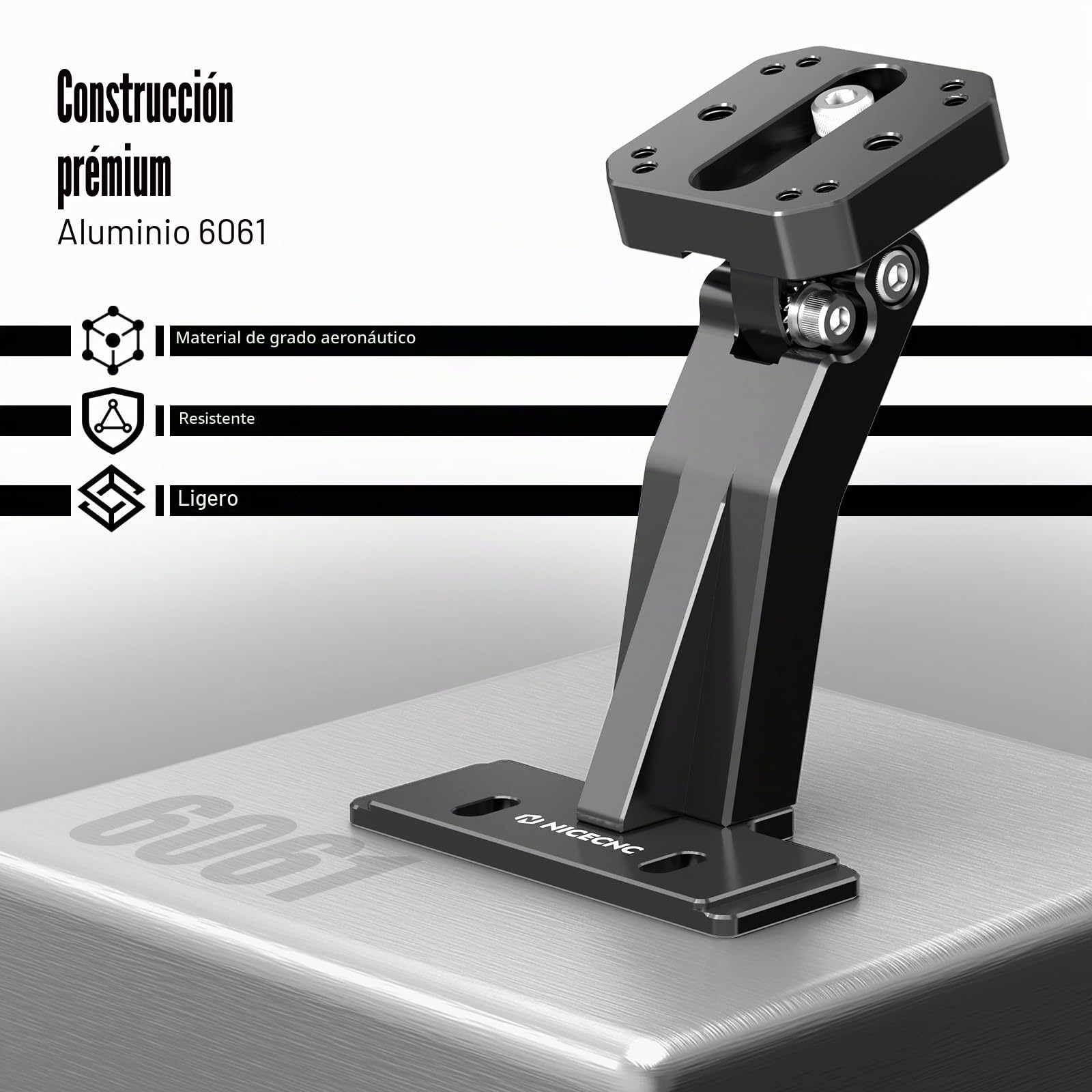 NICECNC Soporte para dispositivo, GPS, teléfono, navegación, SPC+ / AMPS con patrón de pernos compatible con KTM 390 Adventure X/R 2025-2026, ángulo ajustable, color negro