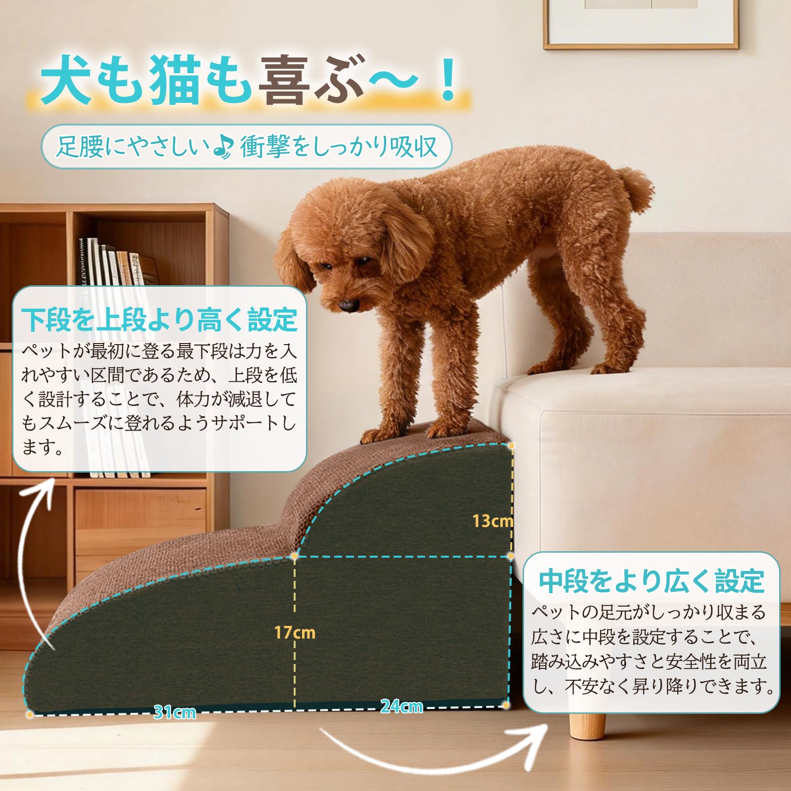 Amazon | KYAKO 犬 階段 犬 ステップ 高さ30CM ペット 階段 犬