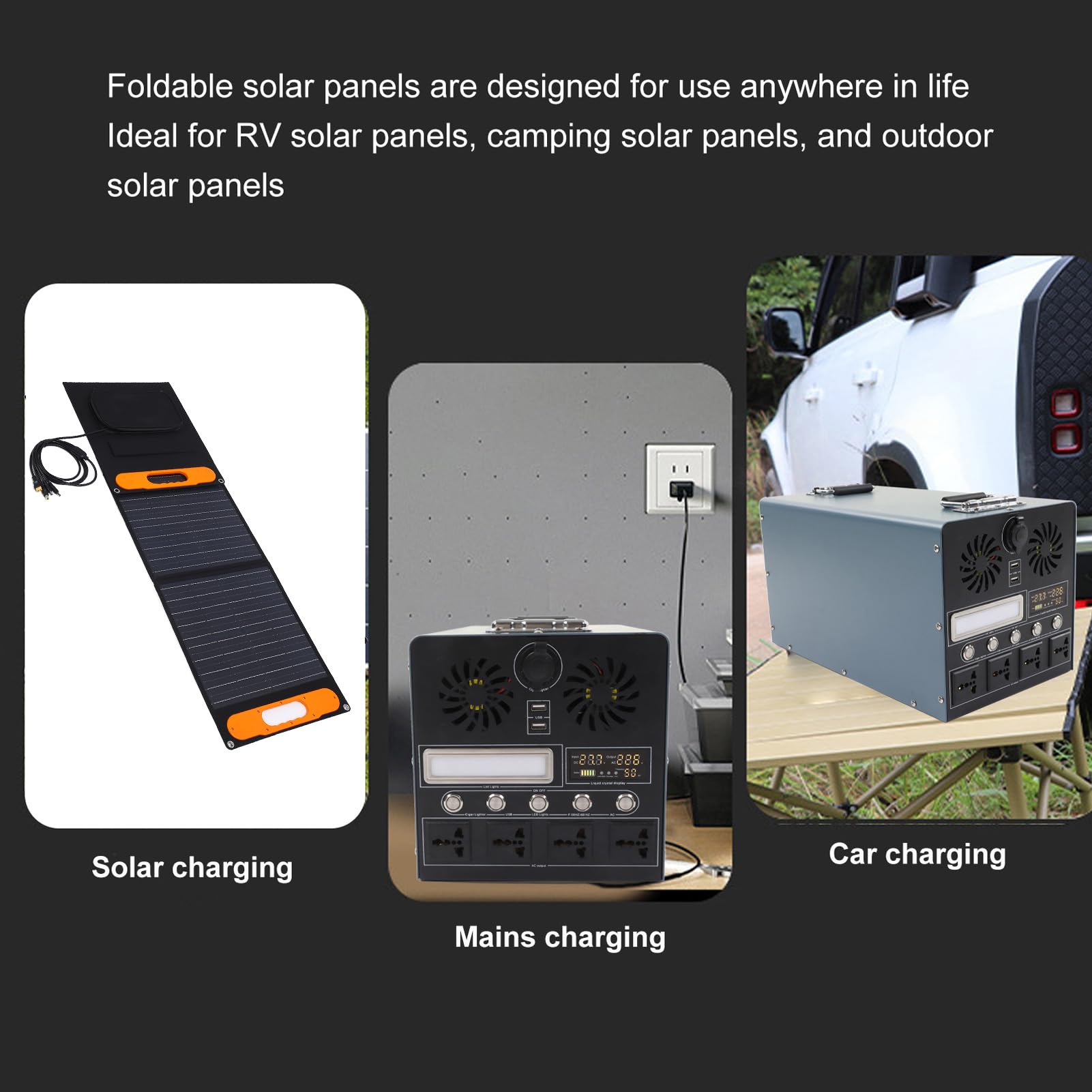 Panel Solar Portátil de 100W 18V, Panel Solar Plegable con