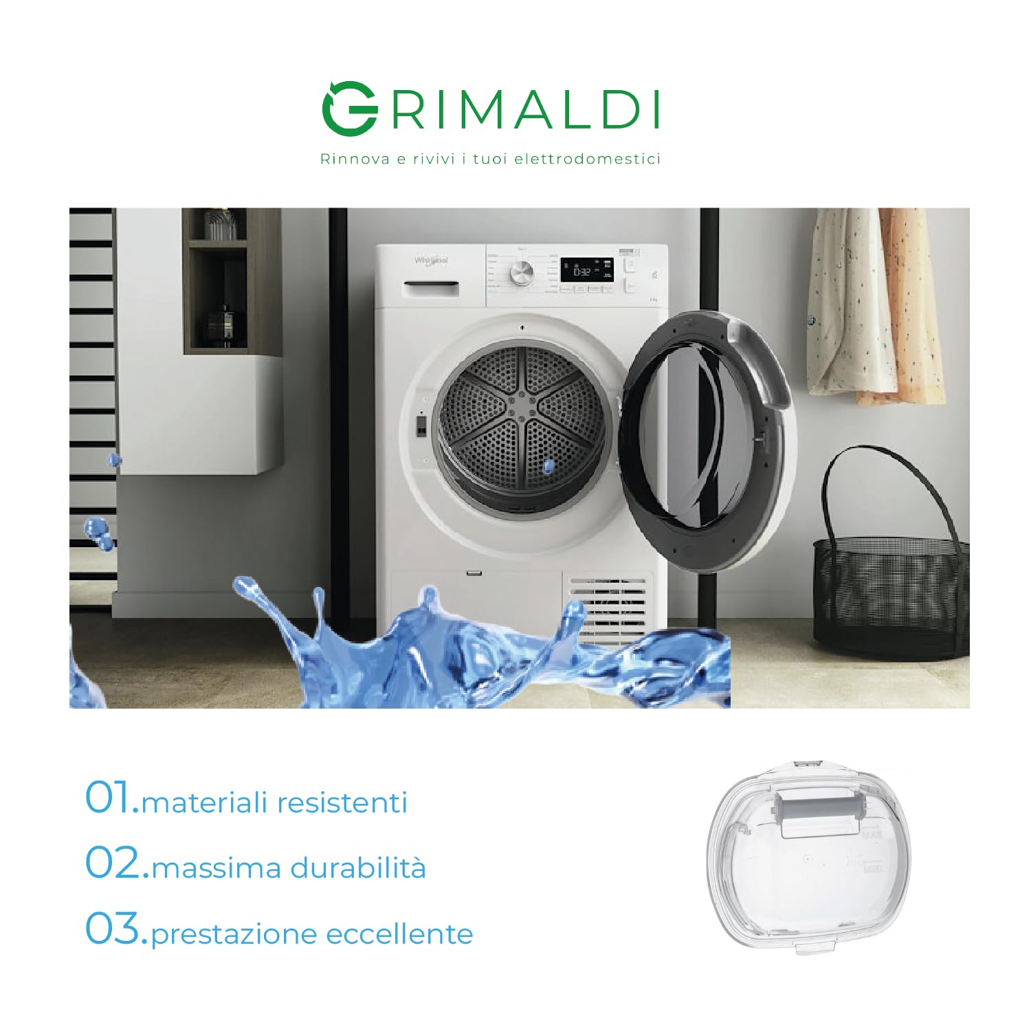 G GRIMALDI Cassetta di raccolta per acqua secca compatibile con -CANDY- codici -40009648- -40008542- -