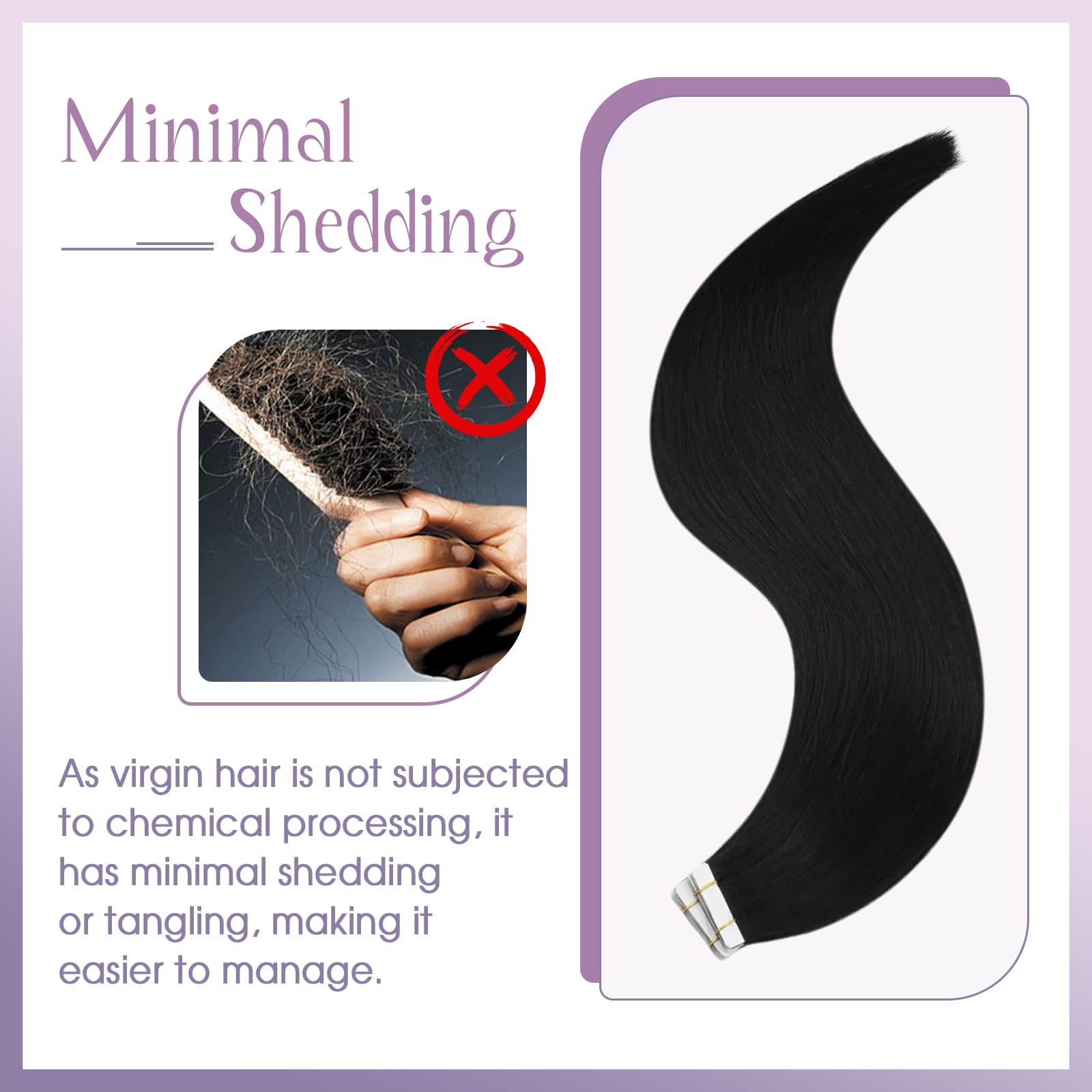 Fshine Biadesivo Extension Capelli Veri Vergine Nero Jet Extension Adesive Capelli Veri 55cm 25g 10pcs Tape In Extension Capelli Umani Lisci Extension Capelli Veri Biadesivo #1