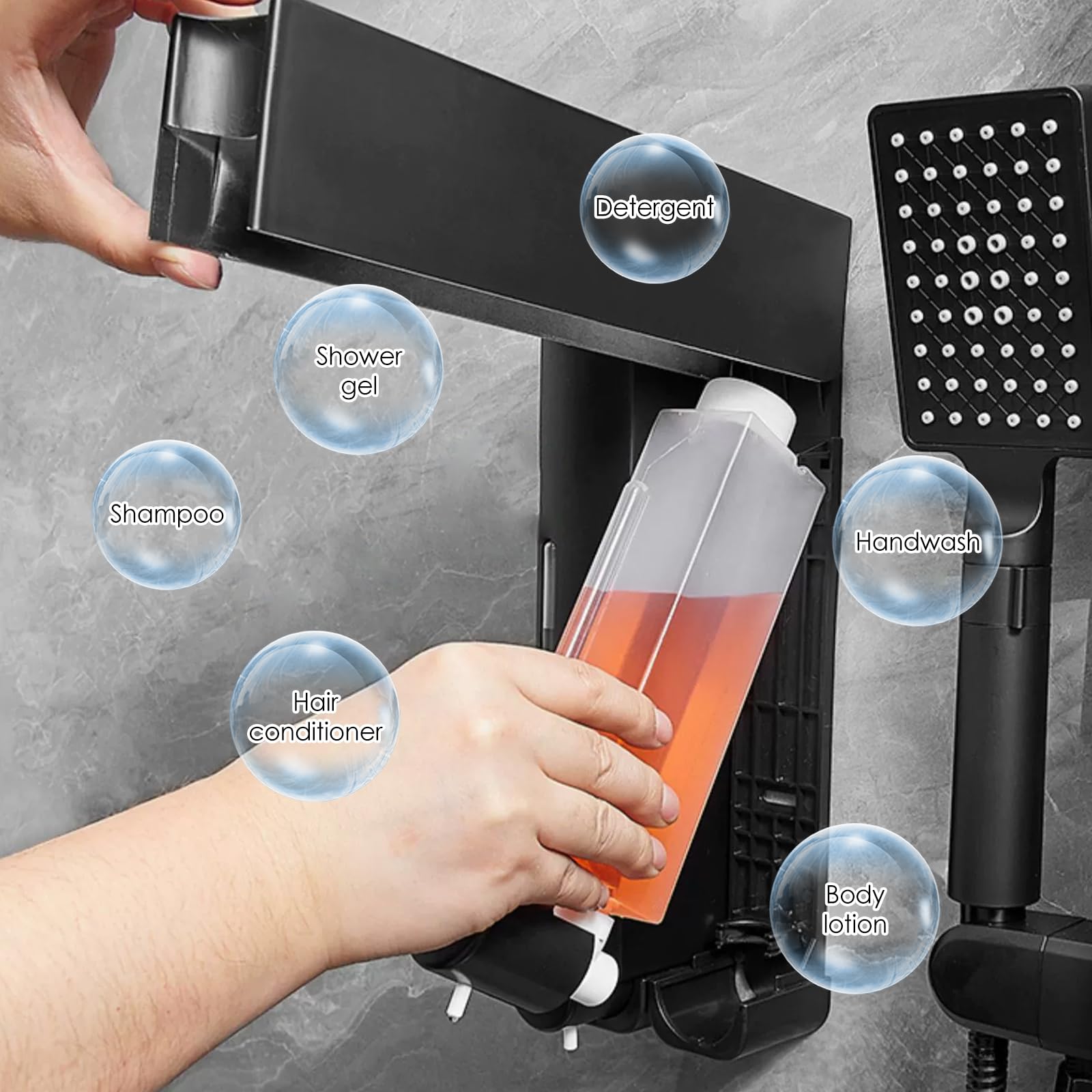 Tissting Dispenser Sapone Manuale 420 ml - Distributore a Parete per Bagno, Cucina, Hotel, Senza Trapano, Montaggio Facile, Design Compatto, Ampia Applicazione in Ambienti Diversi
