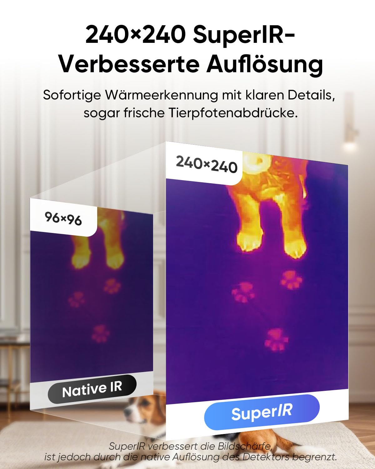 HIKMICRO D01- Wärmebildkamera 240 x 240 SuperIR | Handheld Thermal Camera, 11 Stunden Akkulaufzeit, 3350mAh, 20Hz, -20°C bis 400°C, Haus-Inspektion, Hoch-/Tief-Temperaturalarm