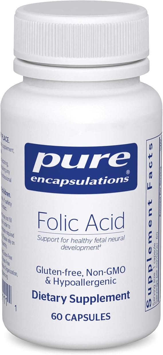 Pure Encapsulations Folic Acid | Hypoallergenic Dietary Supplement | 60 Capsules