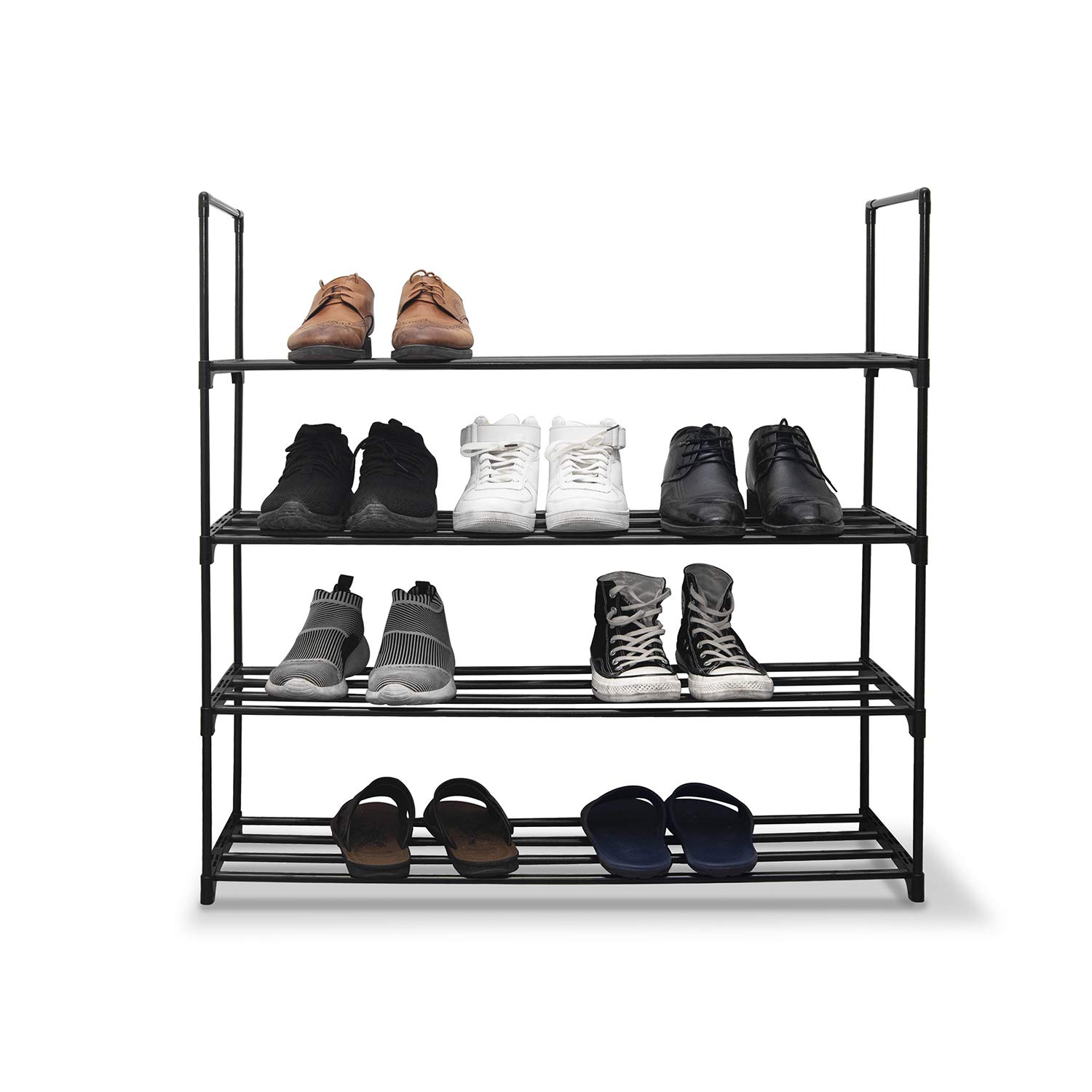 Autloops4-Tier Shoe Rack Metal Shoe Shelf Storage Organizer Hold up to 20 Pairs Shoes for Living Room Entryway Hallway and Cloakroom