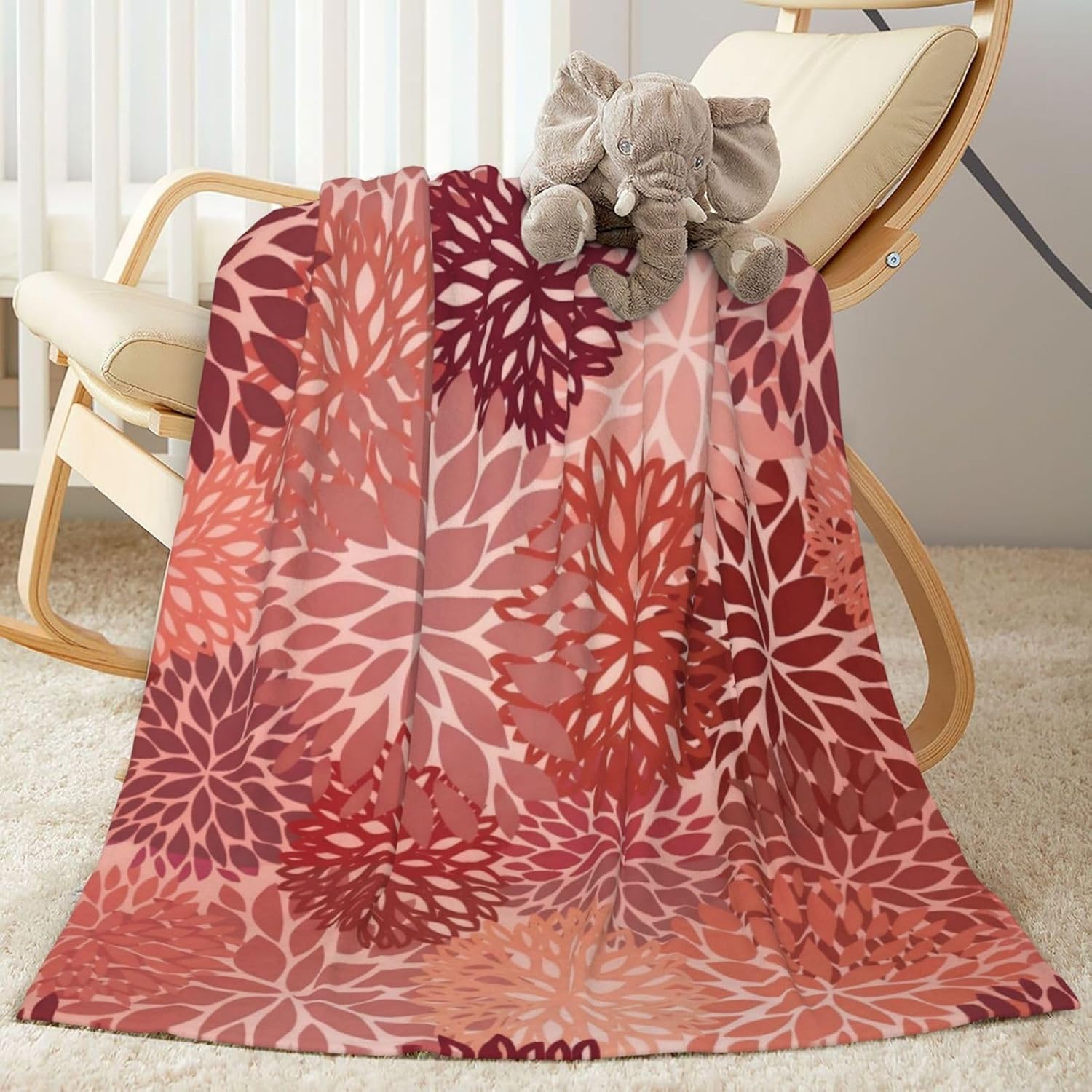 Perinsto Vintage Lavender Floral Flowers Throw Blanket Ultra Soft Warm All Season Decorative Fleece Blankets for Bed Chair Car Sofa Couch Bedroom 80"X60"