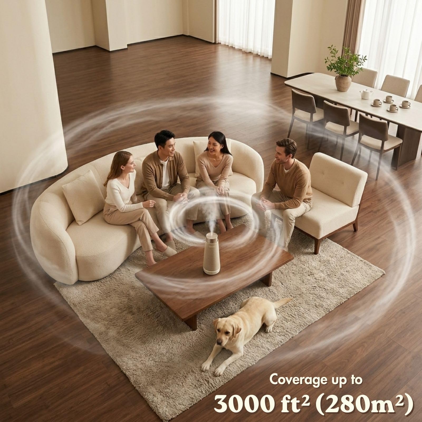 Difusor de aceite esencial sin agua con altavoz integrado | 3 niveles de niebla, audio inalámbrico, luces LED ambientales, exterior estético, para todos los tamaños de habitación