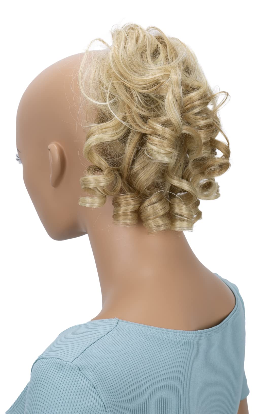 Caisha Parrucchino Scrunchie Updo Acconciature Voluminoso Ricci Disordinato Bun Biondo Misto G13L-image