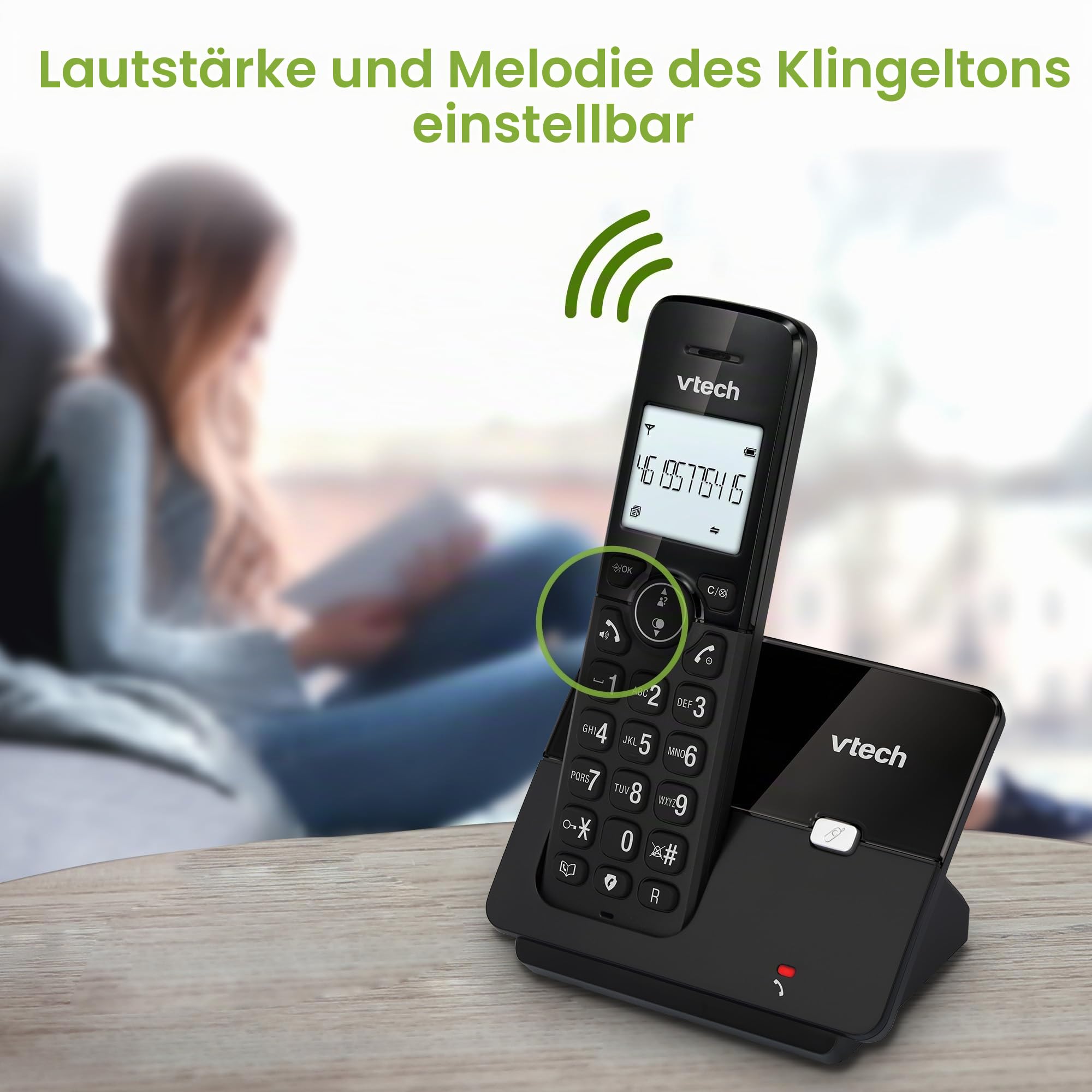 VTECH CS2001 Schnurloses Telefon Casa Duo mit Freisprecheinrichtung und Anrufblockierung, DECT Festnetztelefon, Anruferkennung, beleuchtetes Display, große Tasten, 30 Telefonbuch-Namen und Nummern,
