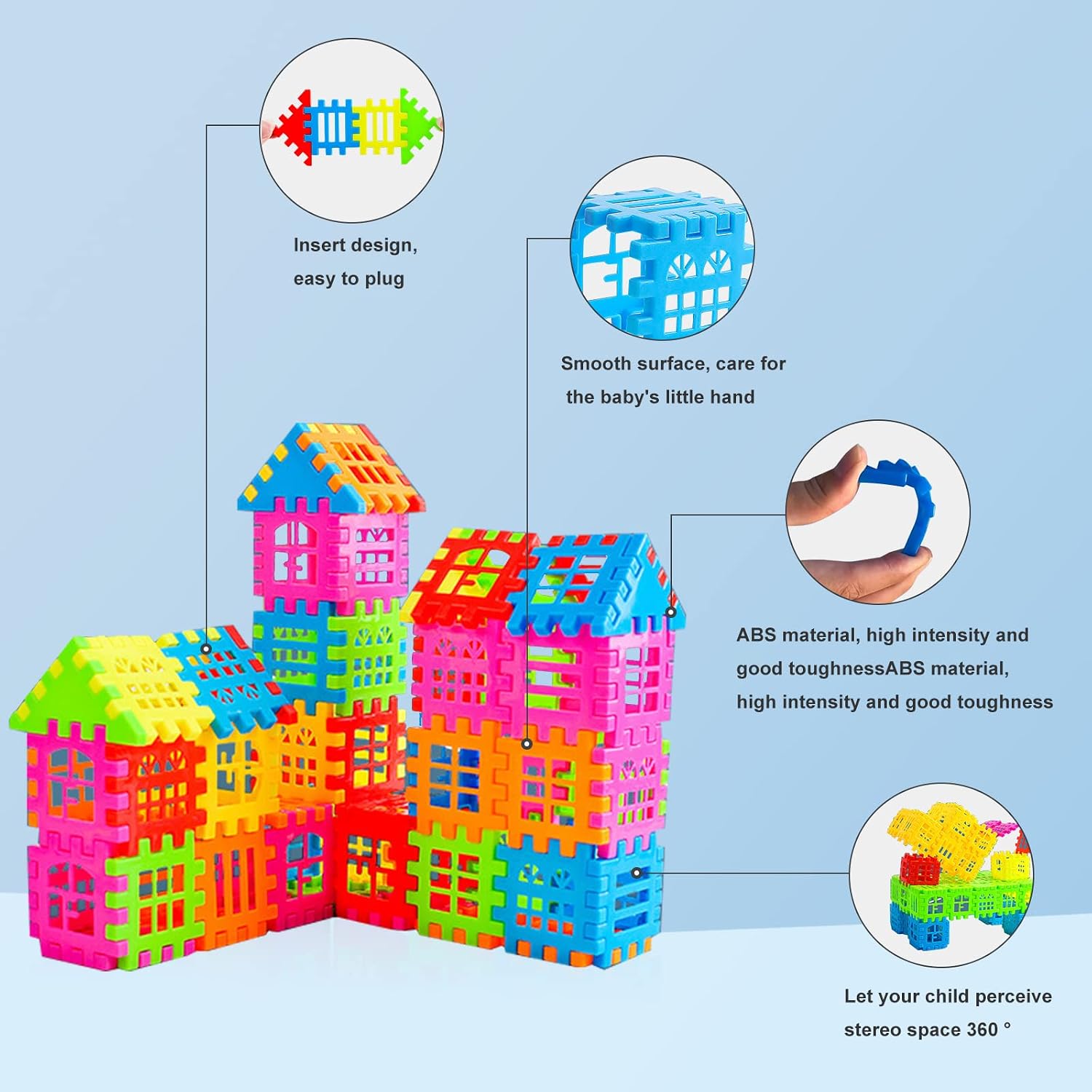 MICHLEY Big Particle Plastic Smooth 100 PCS Building Blocks Splicing intersting Puzzle Play Toys for Kids 3+