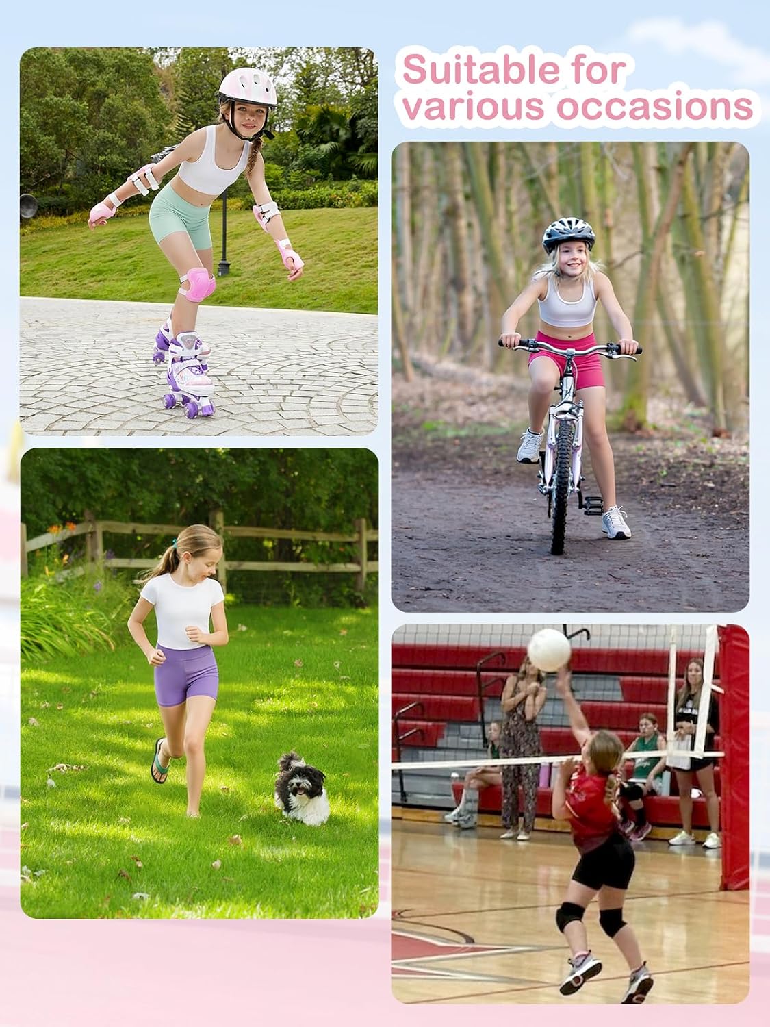 Femdouce 4 Pack Girls Athletic Shorts High Waisted Yoga Short Soft Comfortable for Dance Workout Bike Gymnastics Size 5-16