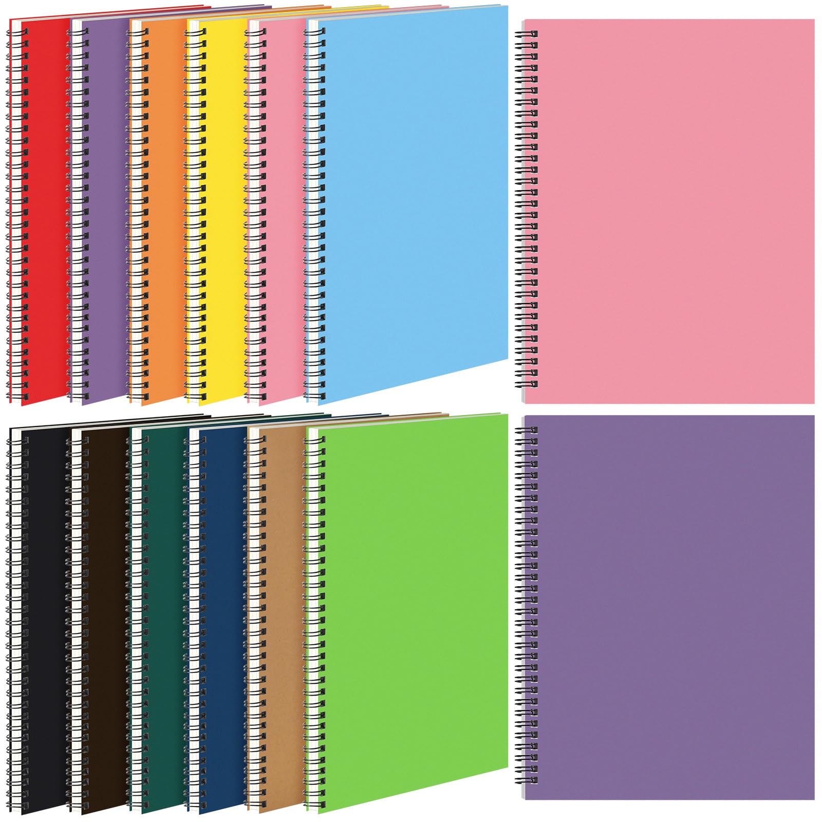 Leelosp 12 cuadernos pequeños en espiral rayados con espiral, cuaderno de rayas universitarias, cubierta de papel kraft, 120 páginas para el trabajo (multicolor, 8.5 x 11 pulgadas)