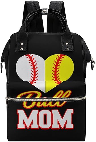 Funny Ball Mom Softbol Béisbol Impermeable Mamá Mochila de Gran Capacidad Bolsa de Pañales Bolsa de Viaje Multifunción