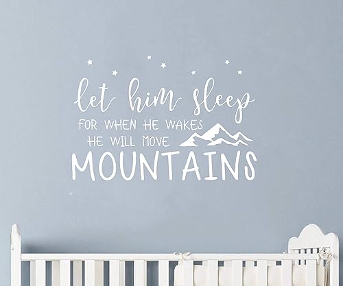Miniatura 2 de Calcomanía de pared con texto en inglés Kids Let Him Sleep for When He Wakes He Will Move Mountains, calcomanías de pared de vinilo para habitación