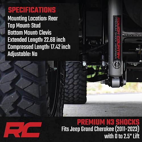 Miniatura 5 de Rough Country Amortiguadores traseros N3 de 0-2.5" para Jeep Grand Cherokee 11-22 - 23299_A