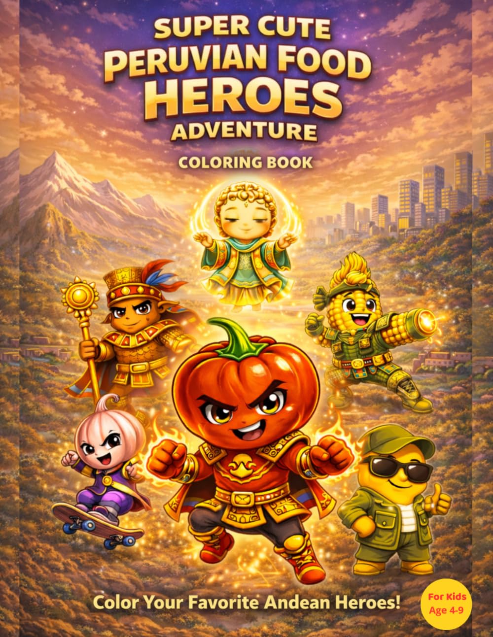 SUPER CUTE PERUVIAN FOOD HEROES AVENTURE COLORING BOOK (Super Cute Peruvian Universe)