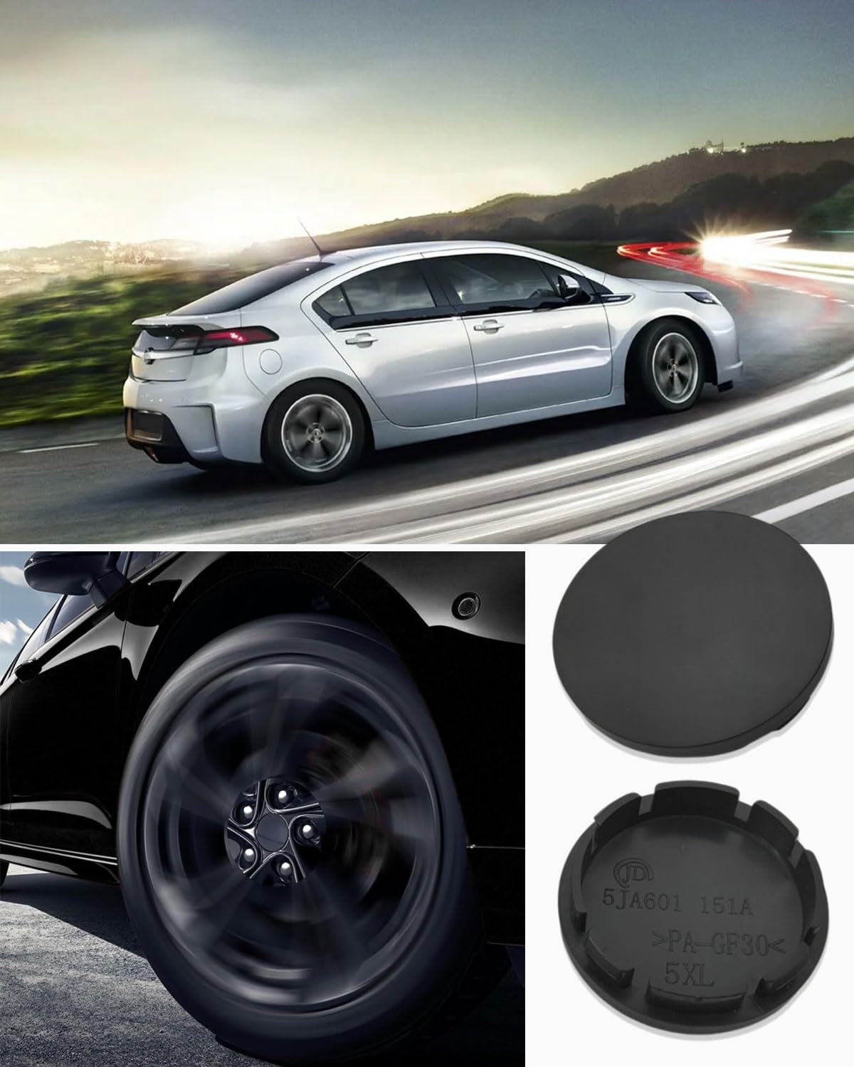 Coprimozzo Ruota In Lega Di Alluminio 56mm (set 4 Pezzi) Per Auto, Decorativi Universali (Nero) - 3