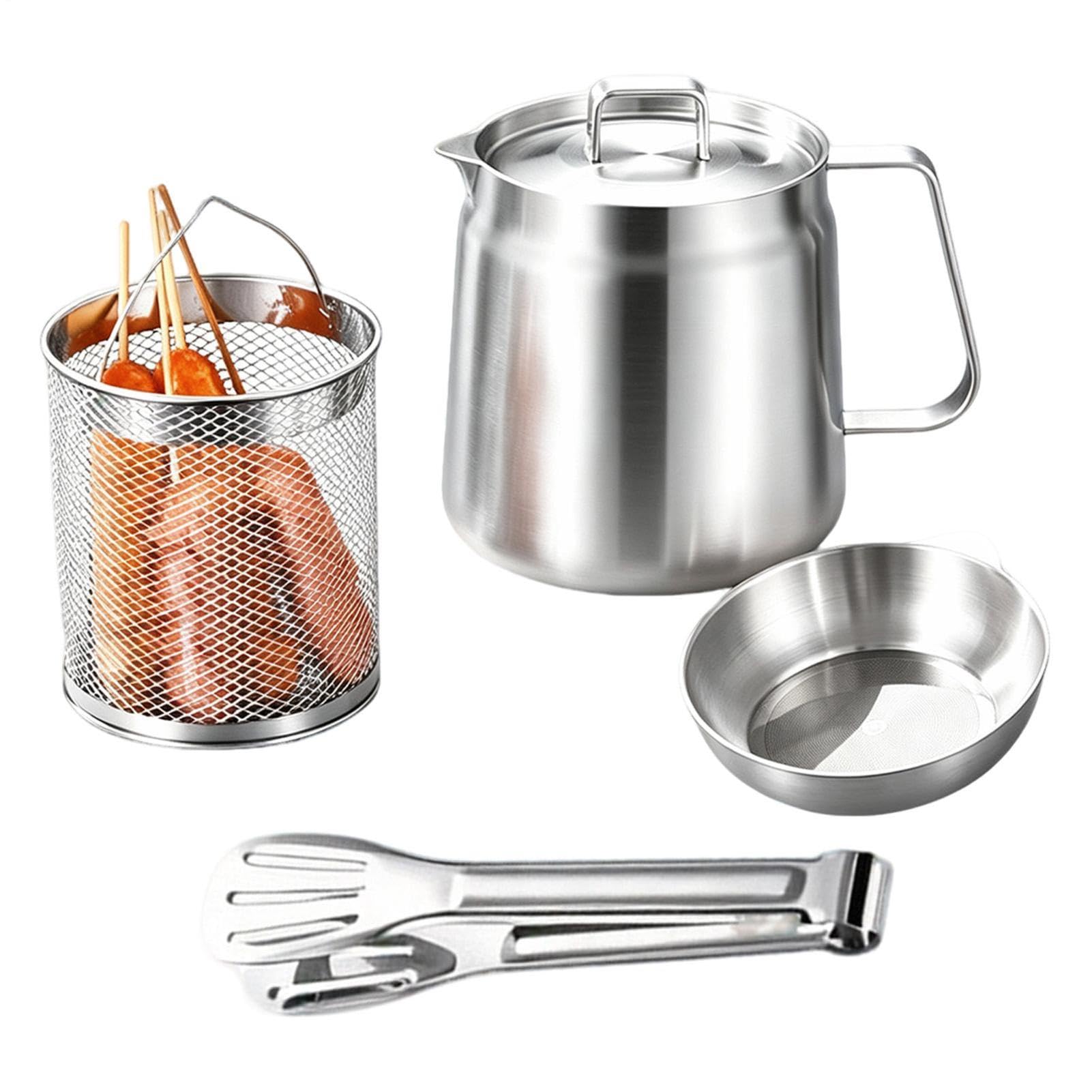 Olla para freidora, 2 L, acero inoxidable 304, filtro de