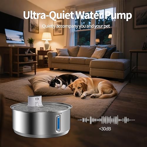 Miniatura 5 de Fuente de agua inalámbrica para perros, fuente de agua inalámbrica de 5000 mAh para perros, fuente de agua de acero inoxidable para gatos y perros,