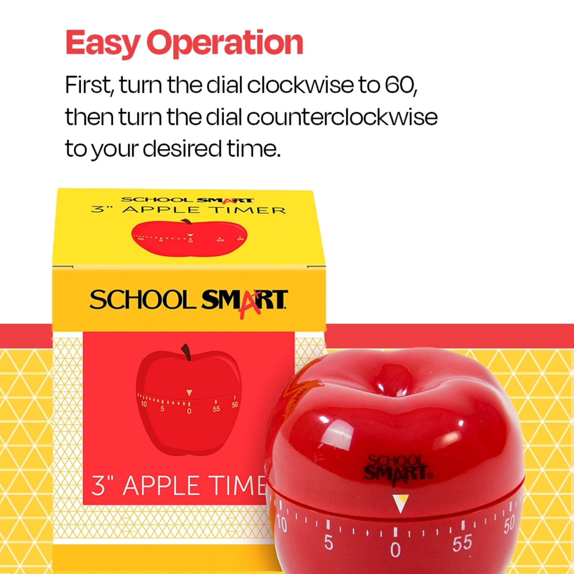 School Smart Apple Shaped Timer with Bell, 60 Minutes - 084083 - Image 9